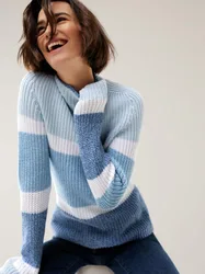 Patentpullover Nahtlos, normale Größen, Farbe Blau, 46, Damen