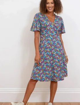 Women's Highcliffe Jersey Wrap Dress Flower Patch Size: 16 - Multicolor - Size: 16 - Kite - FashionsVida
