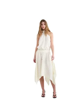 Robe Longue Sans Manches 30000534 Halter Polka Dots Ecru L