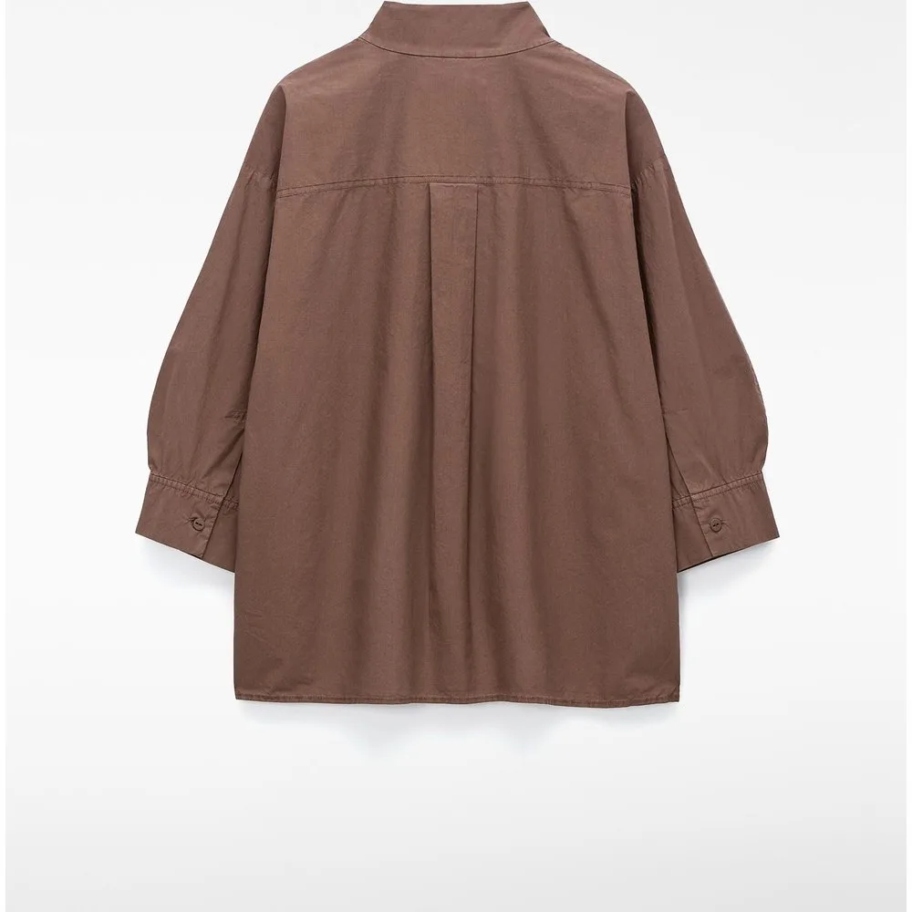 Camisa de mujer de cuello chimenea en algodón orgánico - Adolfo Dominguez - FashionsVida