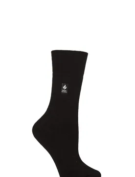 Women's 1 Pair SOCKSHOP Heat Holders Thermal Socks Black 4-8 Ladies - Black - Size: Small - Gentle Grip - FashionsVida