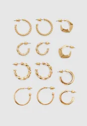 Set mit 6 Basic-Ohrringen Goldfarben OS