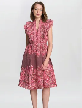 Womens Liat Boho Paisley Dress - Brown - Size X-Large - Gina Bacconi - FashionsVida