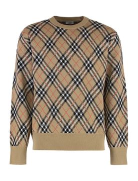 Check Wool Mohair Blend Sweater - Women