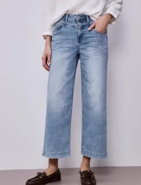 High Waist Wide Leg Jeans im Loose Fit female Blau