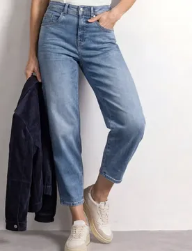 High Waist Barrel Leg Jeans im Loose Fit female Blau