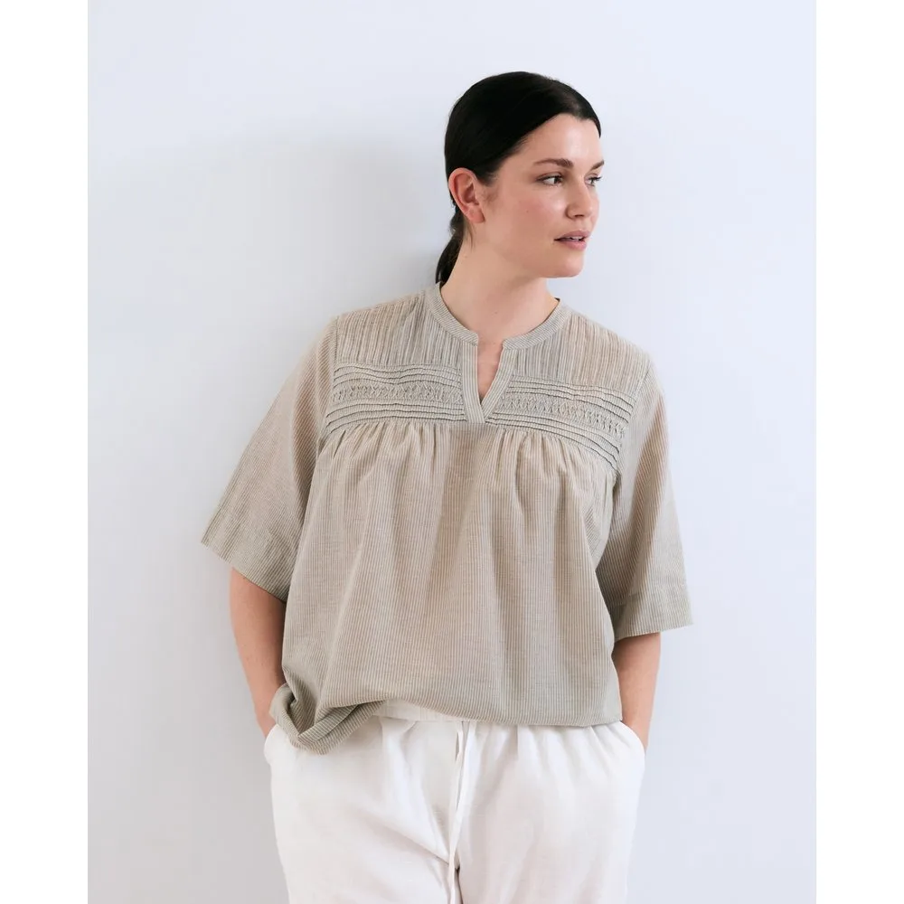 Blusa de mujer de manga corta con rayas - Couchel - FashionsVida