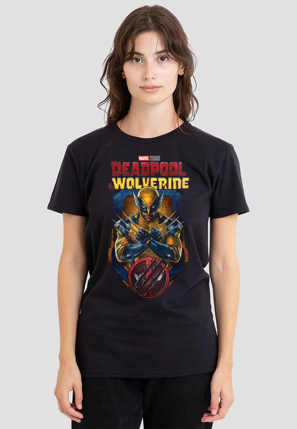 Women's Deadpool Wolverine Wolverine Torn Frame T-Shirt, Black Size: Large - Black - Size: L - Marvel - FashionsVida