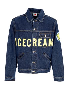 Giubbotto Jeans Uomo Icecream Cowboy Denim Trucker Jacket Indigo