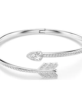 Bracciale rigido Idyllia, Taglio misto, Freccia, Bianco, Placcato rodio L - Swarovski - FashionsVida