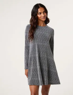 Metallic Diamante Swing Dress - M / BLACK - female - Blue Vanilla - FashionsVida