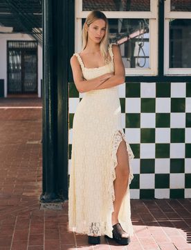 Robe Midi En Dentelle Xs Écru