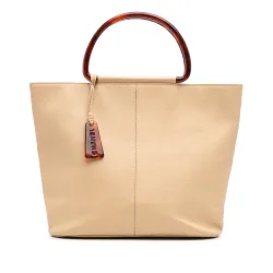 Grained Calfskin Tortoise Top Handle Tote