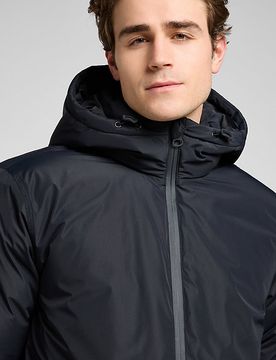 Regular Hooded Short Puffer Jacket Black Größe L male