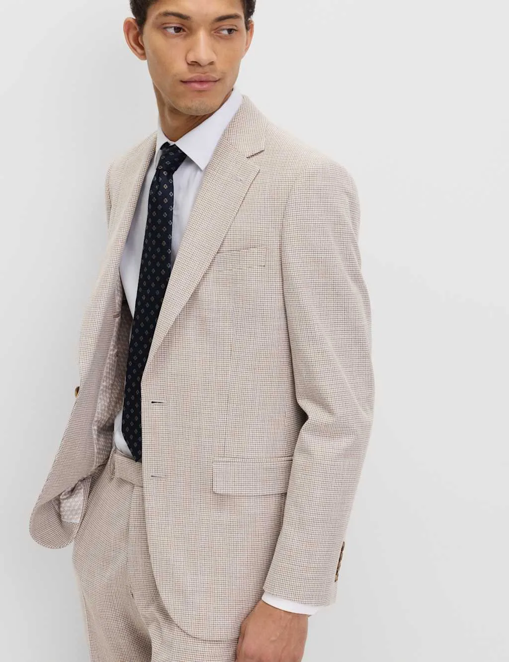Tailored Fit Grid Check Jacket Neutral male - M&S - FashionsVida
