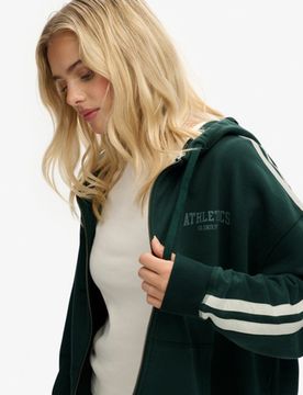 Superdry Damen Lässige Athletic Essentials Kapuzenjacke Green - Größe: 40