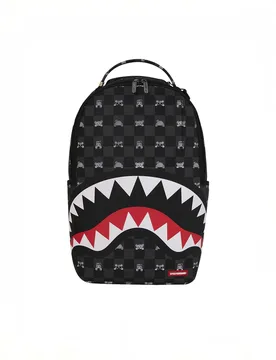 Zaino Gray Peeking Charact in similpelle con dettaglio a scacchi grigi e neri - Sprayground - FashionsVida