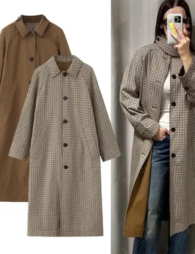 Double Sided Plaid Long Jackets For Women Single Breasted Long Sleeve Commute Street Female Trench Coat 2026 Autumn Chic Outwear - Aliexpress - FashionsVida