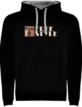 Felpa Con Cappuccio Freestyle Two-colour Black / Grey - Kruskis - FashionsVida