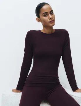 Heatgen™ Medium Thermal Crew Neck Top Dark Aubergine female - M&S - FashionsVida