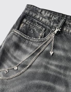 Herren Herz-Jeans Hosen-Kette Silver