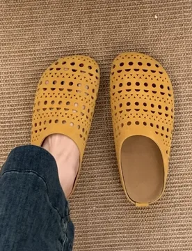 Women's Hollow Out Breathable Mules Flats Casual Closed Toe Slippers Summer Soft Sole Anti-slip Beach Sandals Zapatos Mujer - Aliexpress - FashionsVida