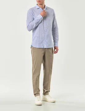 Pantalone chino fango in tessuto diagonale di cotone stretch - Paul Baker - FashionsVida