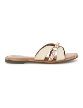 Ciabatte beige in vera pelle con fasce incrociate TIMA3960 38