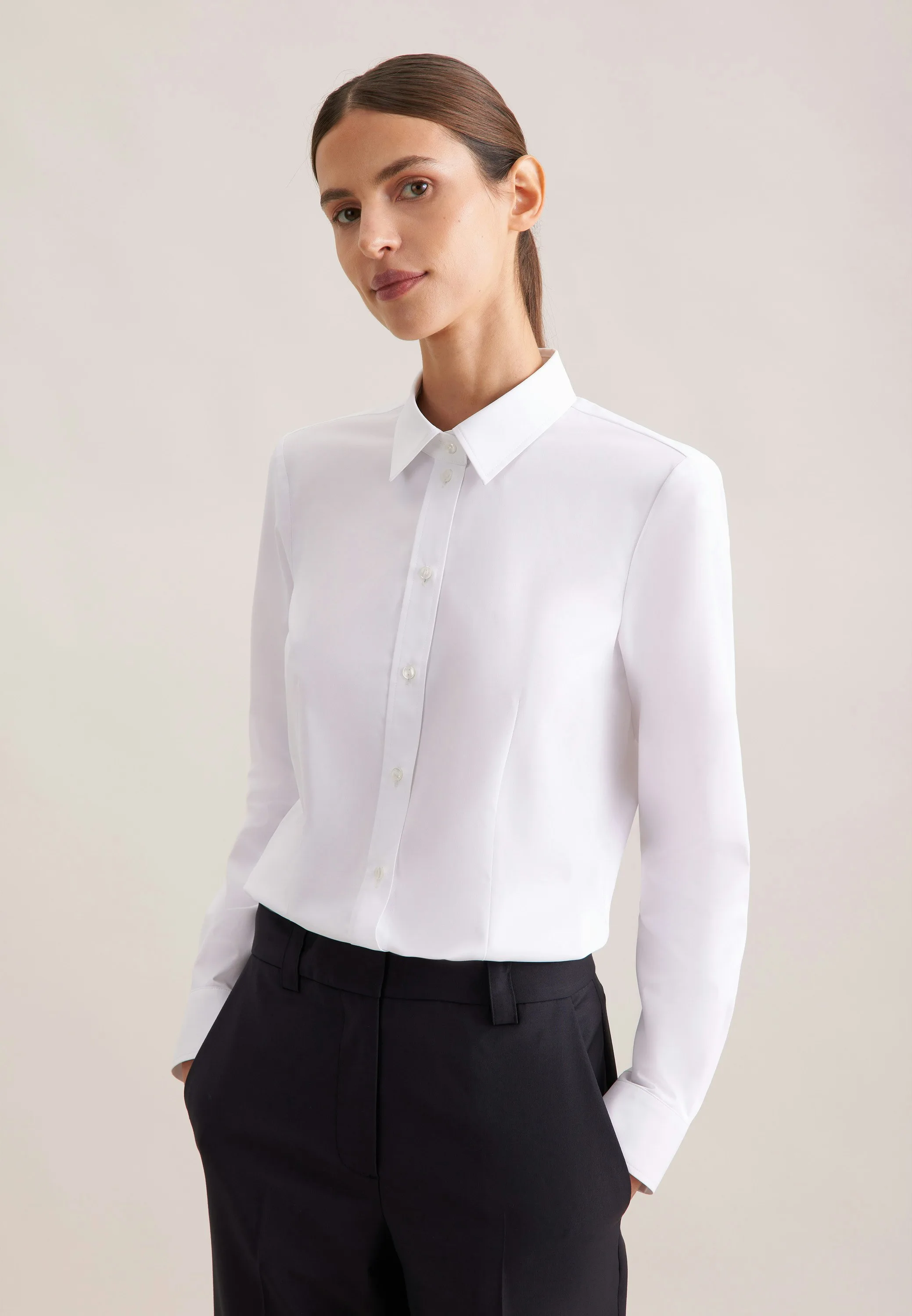 Hemdbluse regular fit Weiß 44 - Seidensticker - FashionsVida