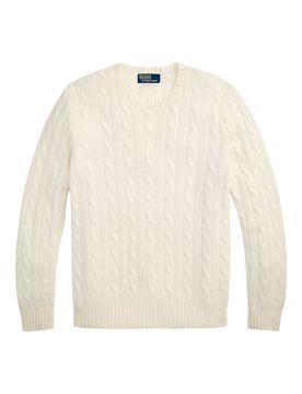 Cashmere Cable Knit Crew Neck Long Sleeve Sweater