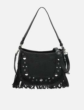 Catrina Schultertasche mit abnehmbarem Schulterriemen mit Metalldetails und Fransen