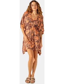 Caftán de algodón con estampado abstracto - Abbacino - FashionsVida