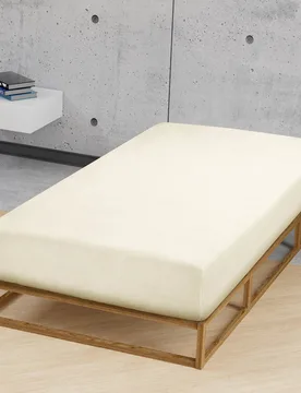 Jersey-Stretch-Spannbetttuch natur, 1x 90x190 cm - 100x200 cm - Castell - FashionsVida