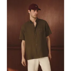Camisa de lino de hombre manga corta classic fit