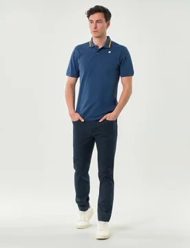 Pantalone blu cinque tasche modello PA077 in cotone stretch con toppa - Jeckerson - FashionsVida