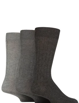 Mens 3 Pair Classic Bamboo Ribbed Socks Charcoal 7-11 - Grey - Size: 7-11 Mens - Glenmuir - FashionsVida