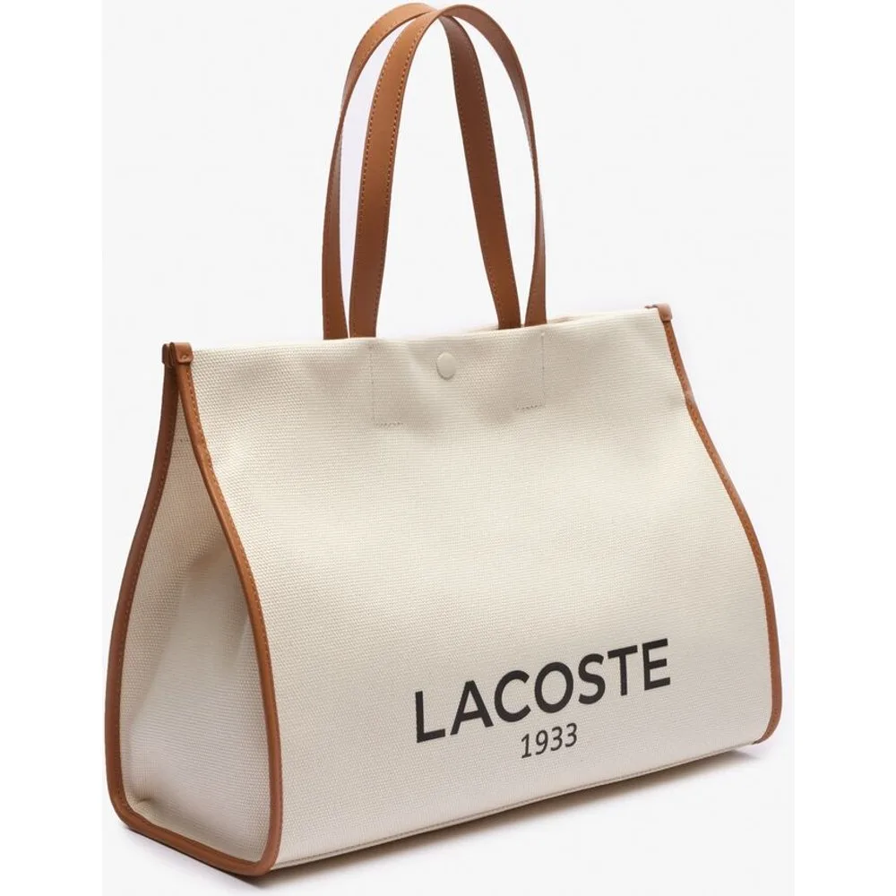 Portadocumentos unisex tote de lona heritage grande en tan - Lacoste - FashionsVida