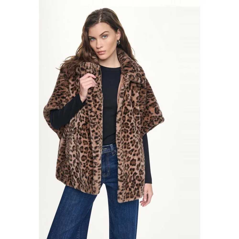 Chaqueta de mujer tipo poncho de pelo sintético - DKNY Jeans - FashionsVida