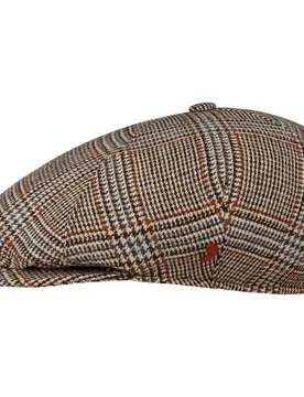 Merino Houndstooth Flat Cap by Alfonso DEste - brown - Size: M (56-57 cm) - Alfonso D´Este - FashionsVida