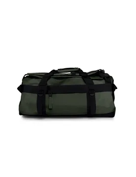 Borsone da viaggio Duffel Bag Small verde militare in tessuto tecnico impermeabile effetto gommato - Rains - FashionsVida