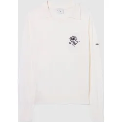 Jersey de punto de mujer con cuello doble y bordado floral