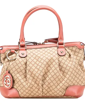 Diamante Canvas Sukey Satchel - Gucci - FashionsVida