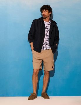Pantaloncini cargo in cotone - beige
