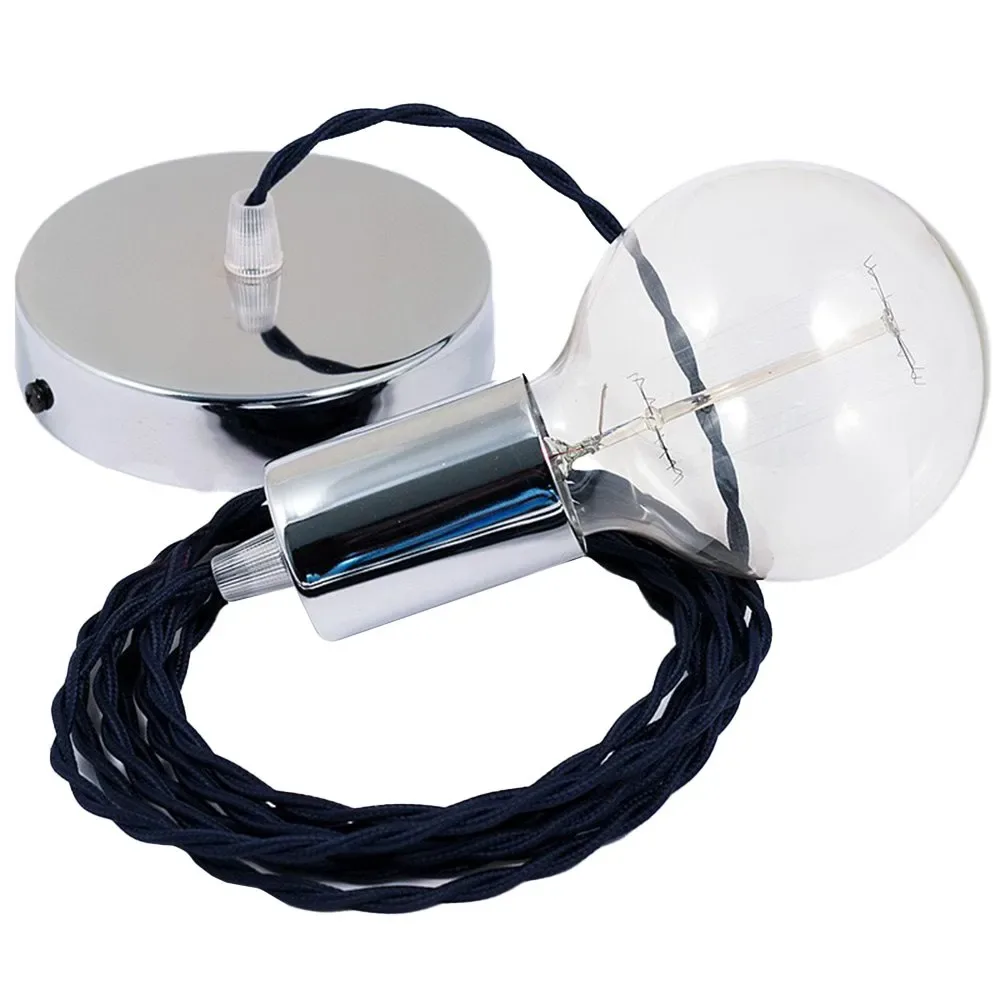 Cables Suspension Luminaire Tm20 2 M Dark Blue / Chrome Plated One Size - Creative - FashionsVida