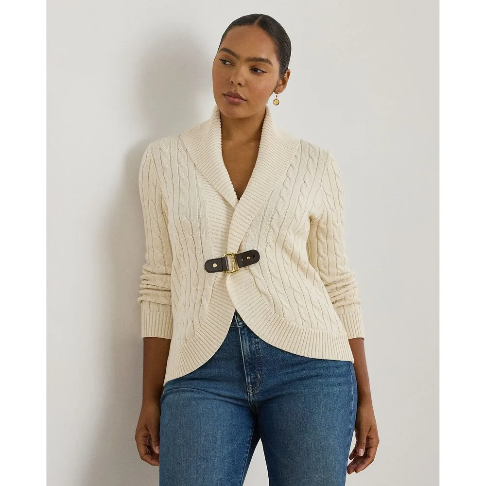 Cárdigan de mujer talla grande de algodón con hebilla - Lauren Ralph Lauren Woman - FashionsVida