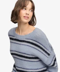 Superdry Damen Gestreifter Strick-pullover mit Lockerer Passform Blue - Größe: 34