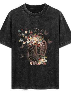 Butterfly on a Flower Bike T-Shirt Retro Graphic Print T-Shirt - Aliexpress - FashionsVida