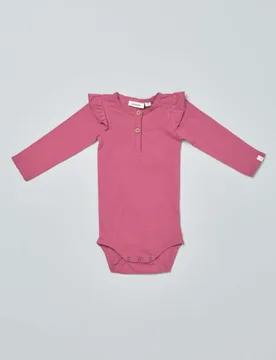 Body Lil'Atelier rosa in cotone operato a manica lunga - Lil' Atelier - FashionsVida