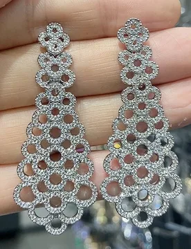 Shiny Zirconia Earrings for Women Luxury Jewelry Dinner Party Wedding Bride Earrings Long Small Round Openwork - Aliexpress - FashionsVida