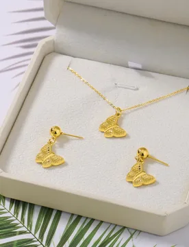 Exquisite Gold Color Butterfly Pendant Necklaces For Women Fashion Light Luxury Gold Color Necklace Earrings Sets Gifts - Aliexpress - FashionsVida
